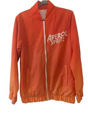 Aperol Spritz Branded Orange Lightweight Zip-Up Jacket With Pockets & Elastic Cu